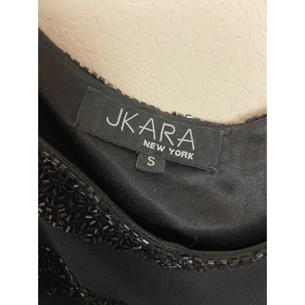 JKara New York Womens Top Black Size S Short Sleeve Beaded Pullover Blouse